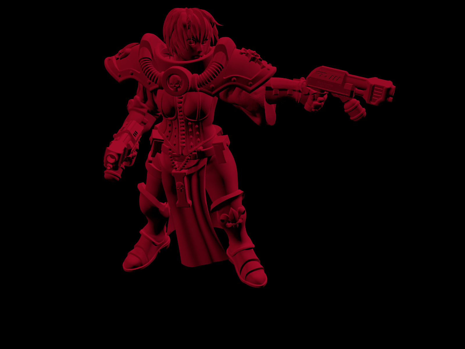 Anime-Style Dual Flame Pistol Sister – Adeptas Sororitas Stylised Proxy (28–32mm Scale)