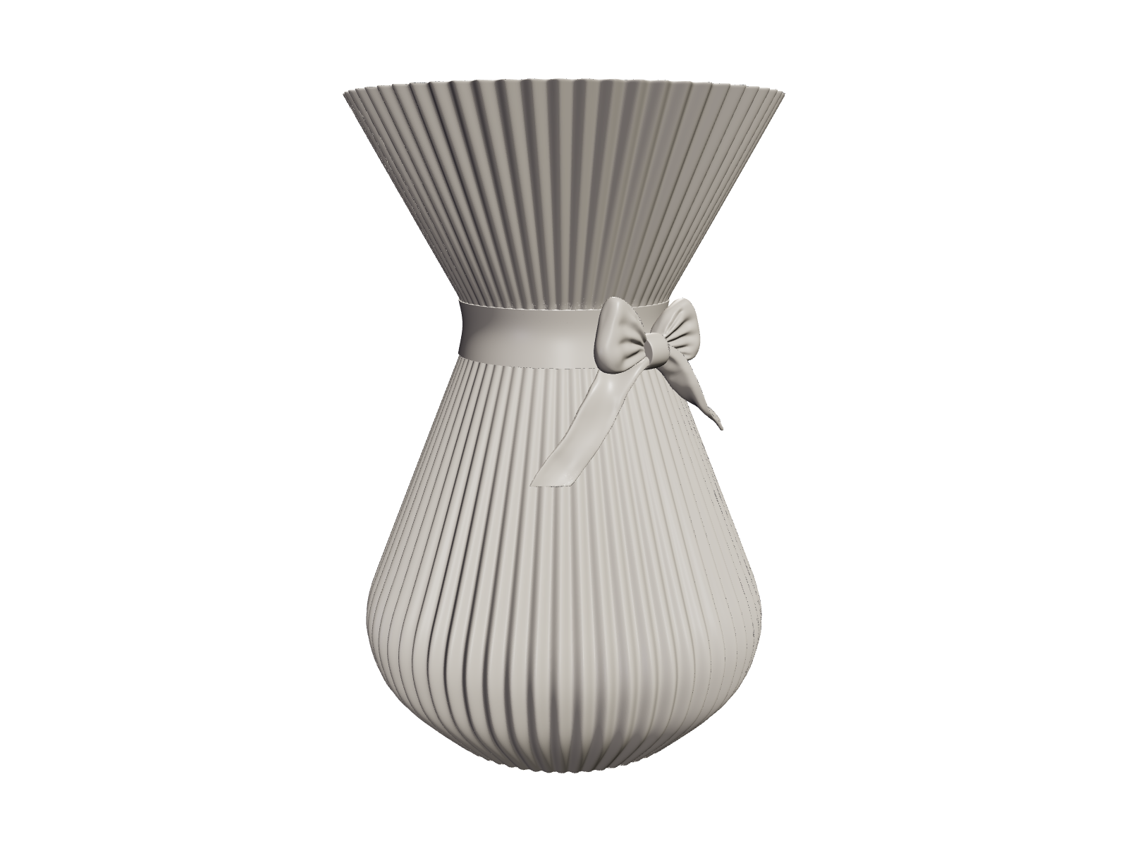 Red Ribbed Vase With Bow