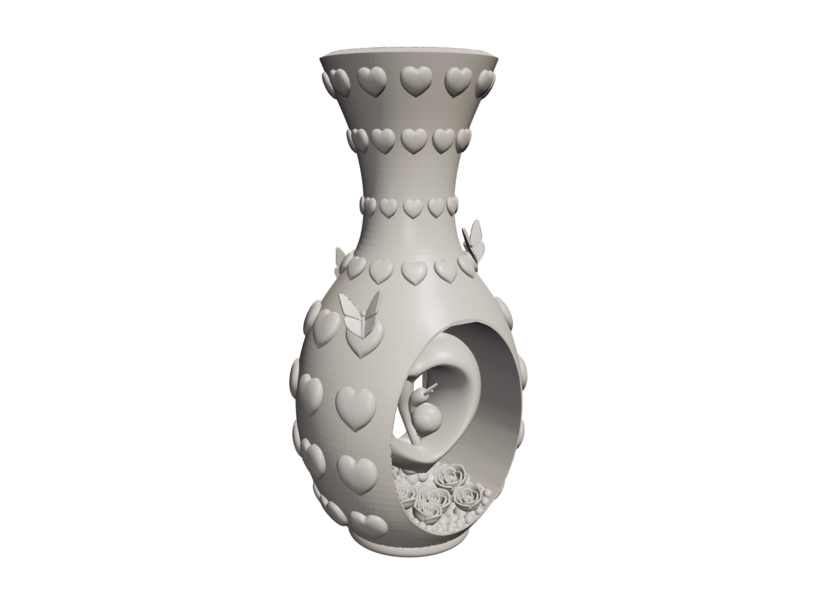 Heart And Flowers Vase Fbd 7 E 63