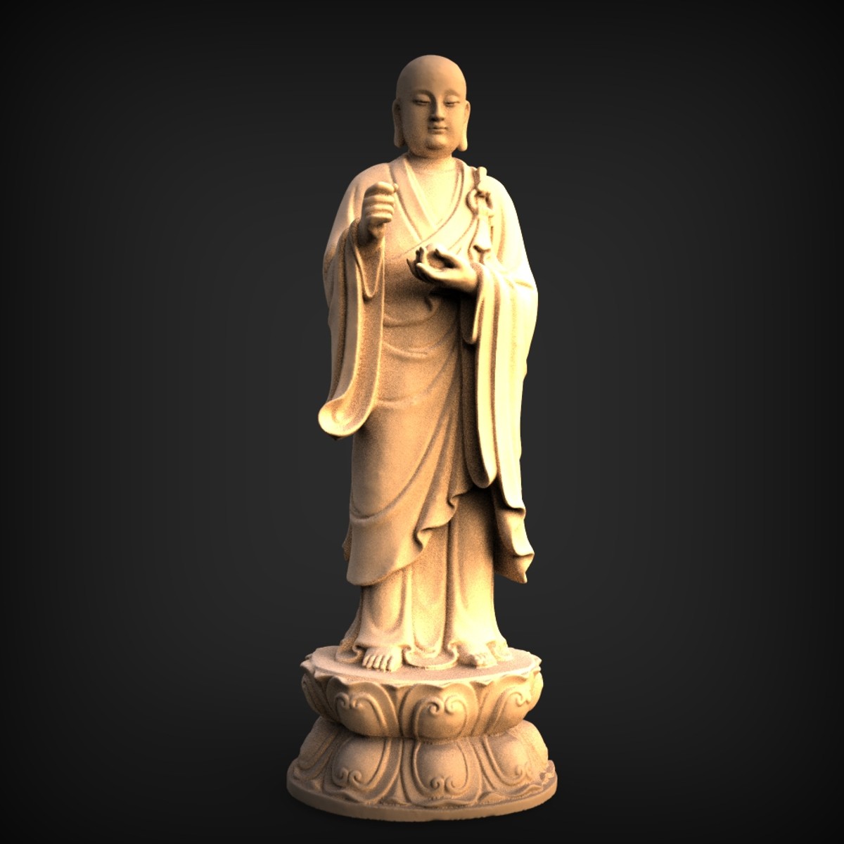 Robed Monk On Lotus Pedestal