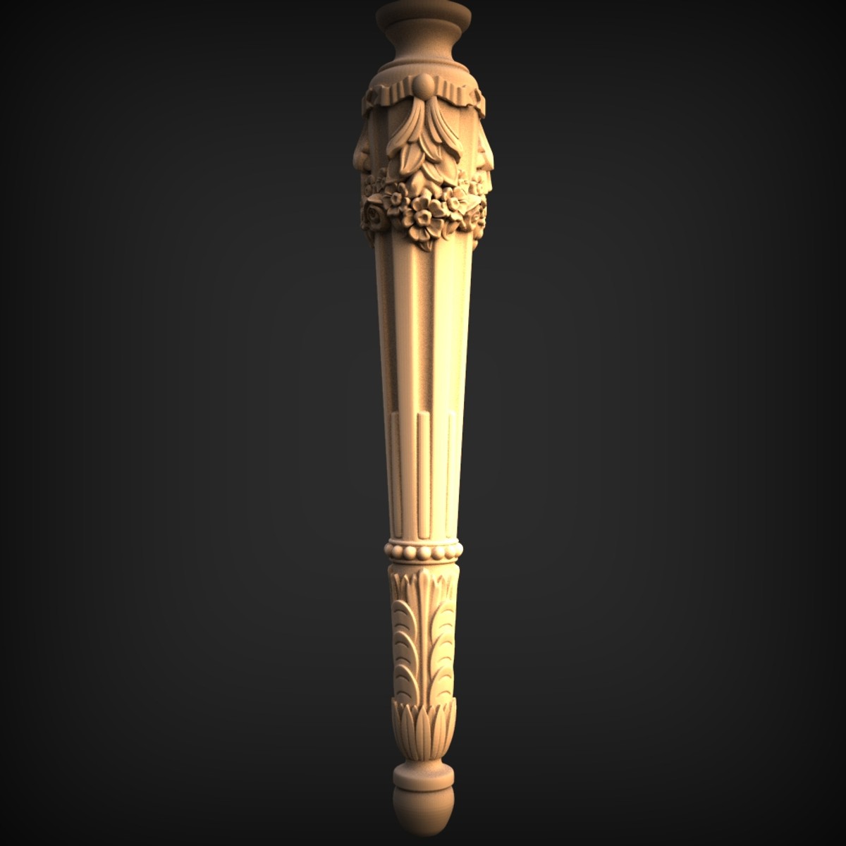 Rose Garland Fluted Furniture Leg
