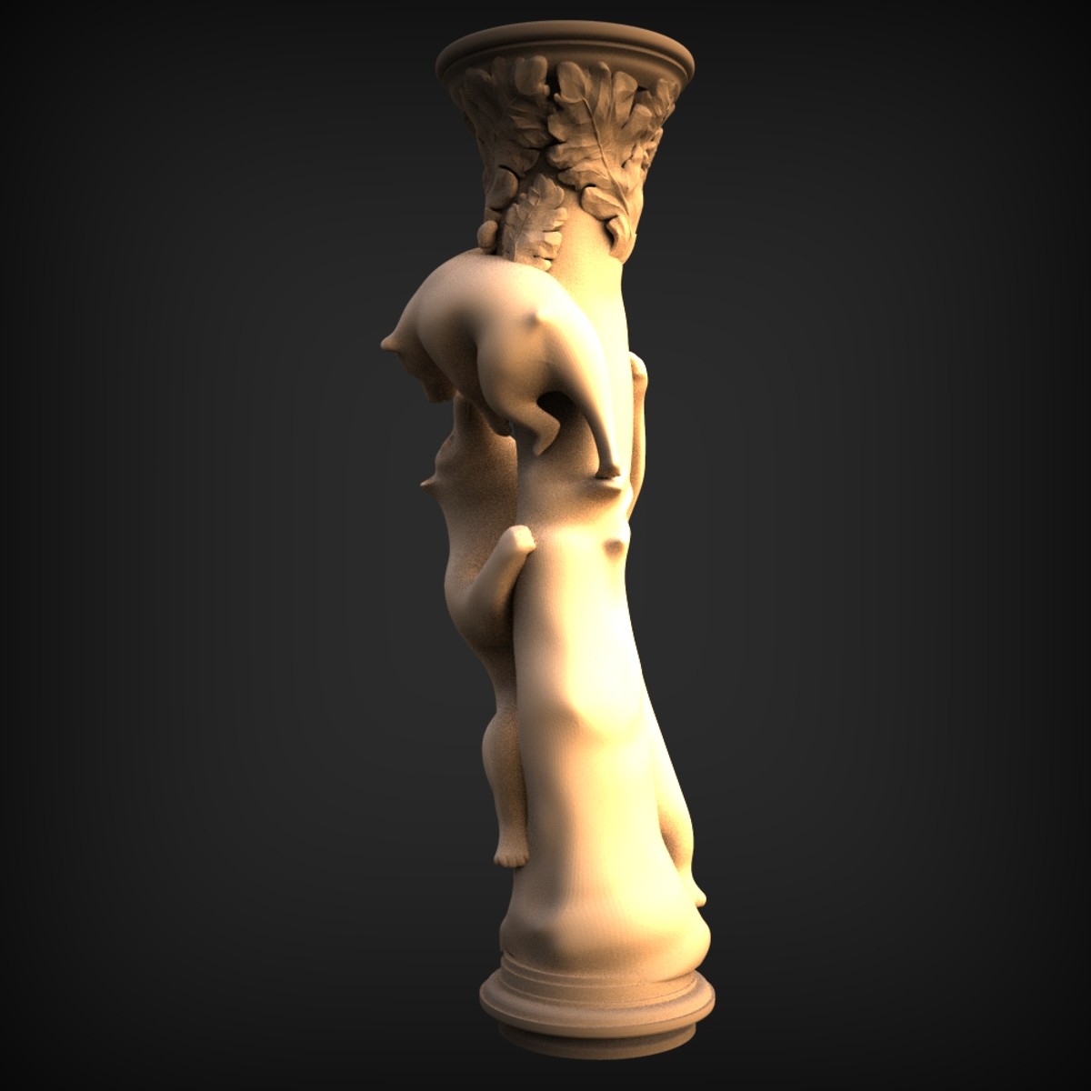 Nude Figure And Dolphin Column