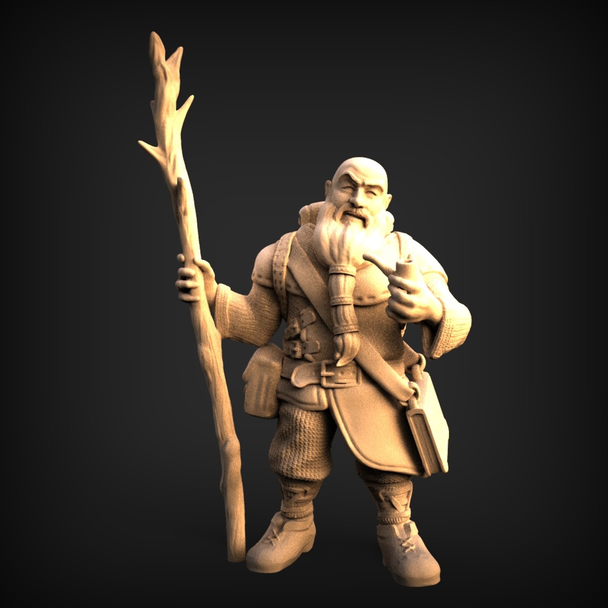 Bearded Dwarf Wanderer With Staff