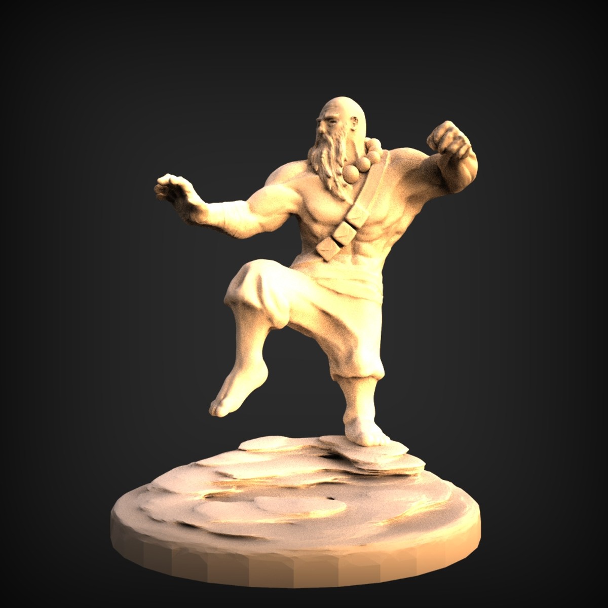 Bearded Monk Martial Arts Figure