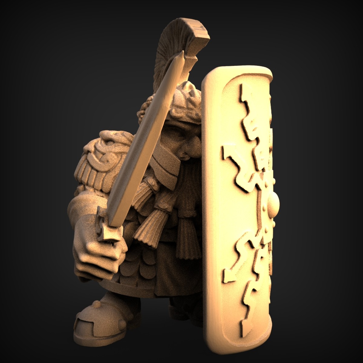 Crested Legionary With Tower Shield