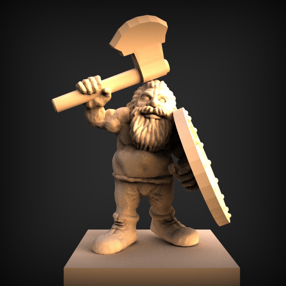 Bearded Dwarf Warrior With Warhammer