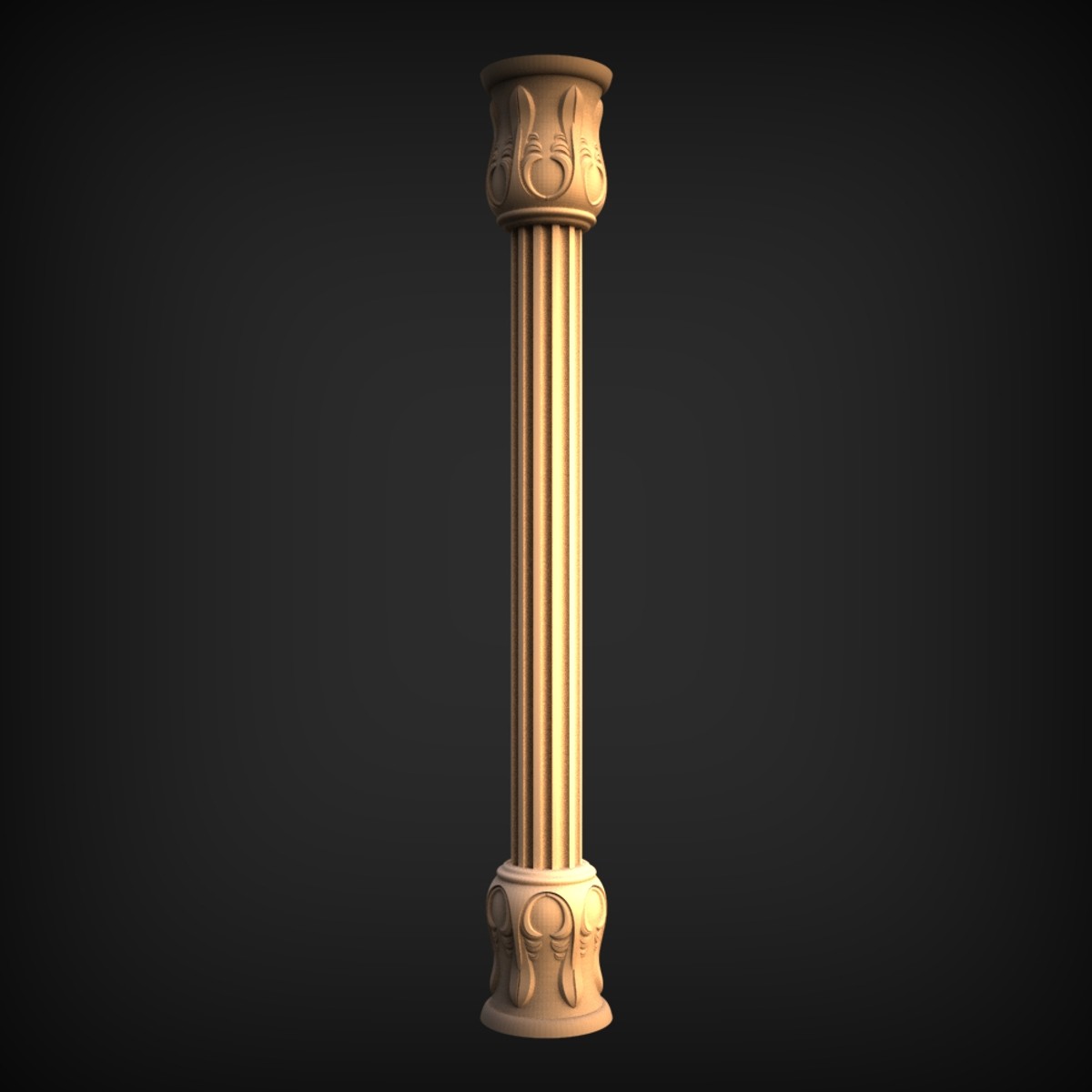 Fluted Column With Carved Caps