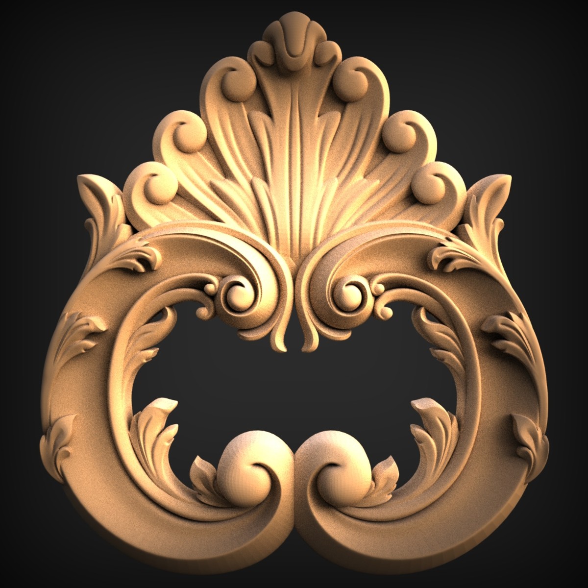 Baroque Palmette Cartouche Crest