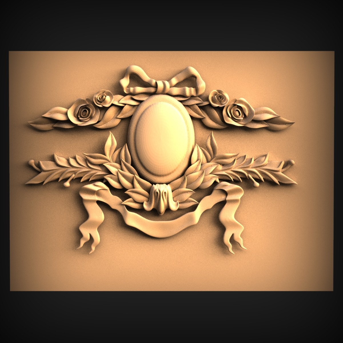 Rose Garland Oval Cartouche Plaque