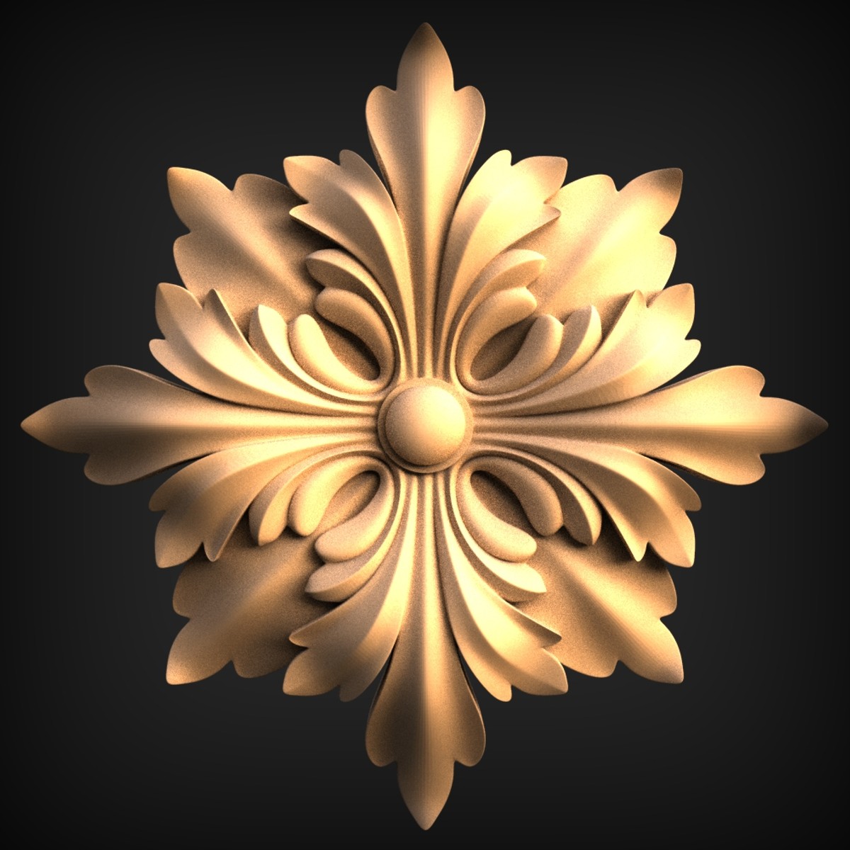 Six-Point Acanthus Flower Rosette