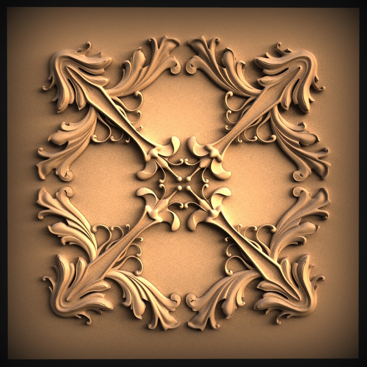 Four-Way Acanthus Scroll Panel