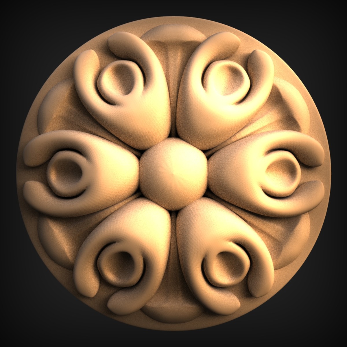 Scrolled Six-Petal Rosette Medallion