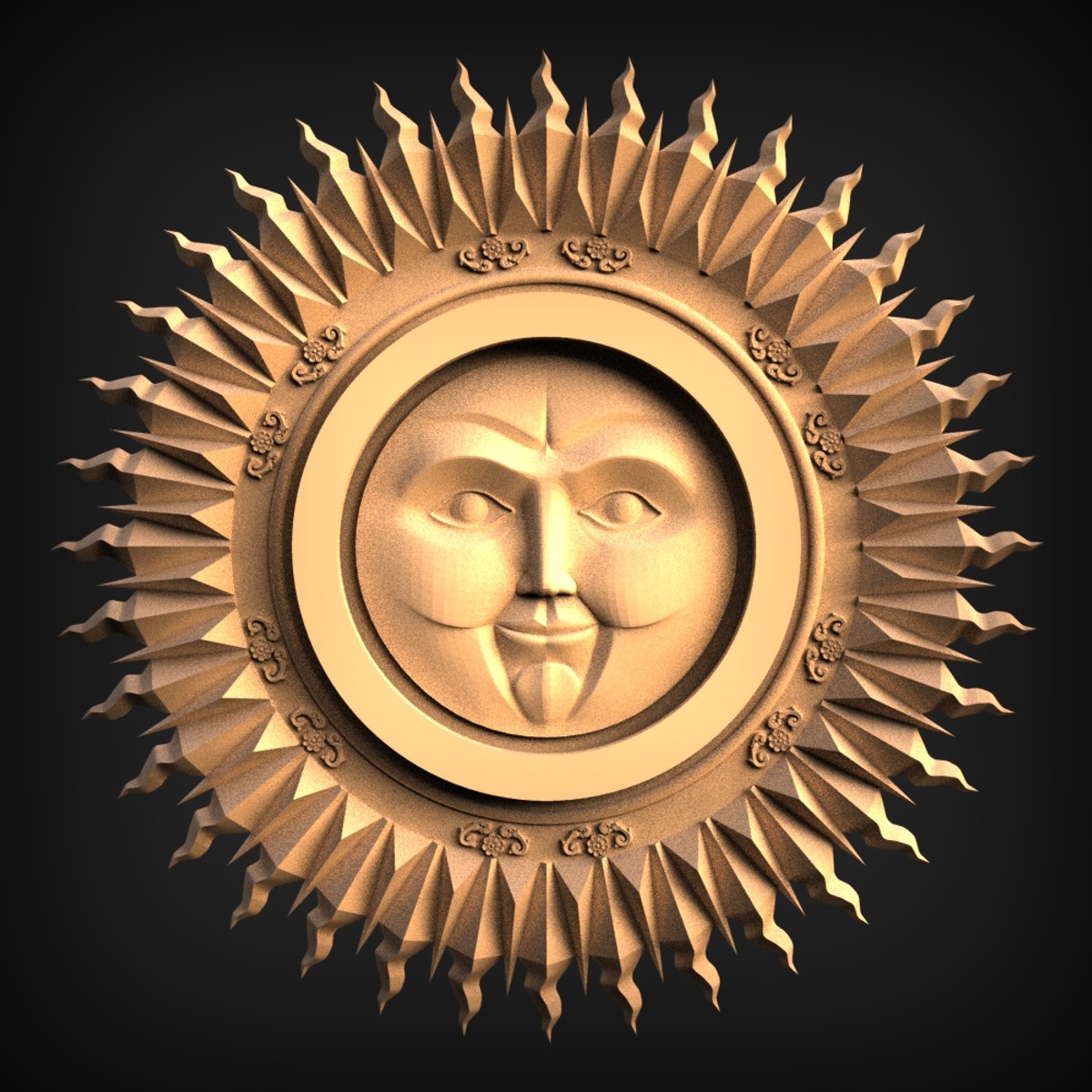 Radiant Sun-Face Sunburst Medallion