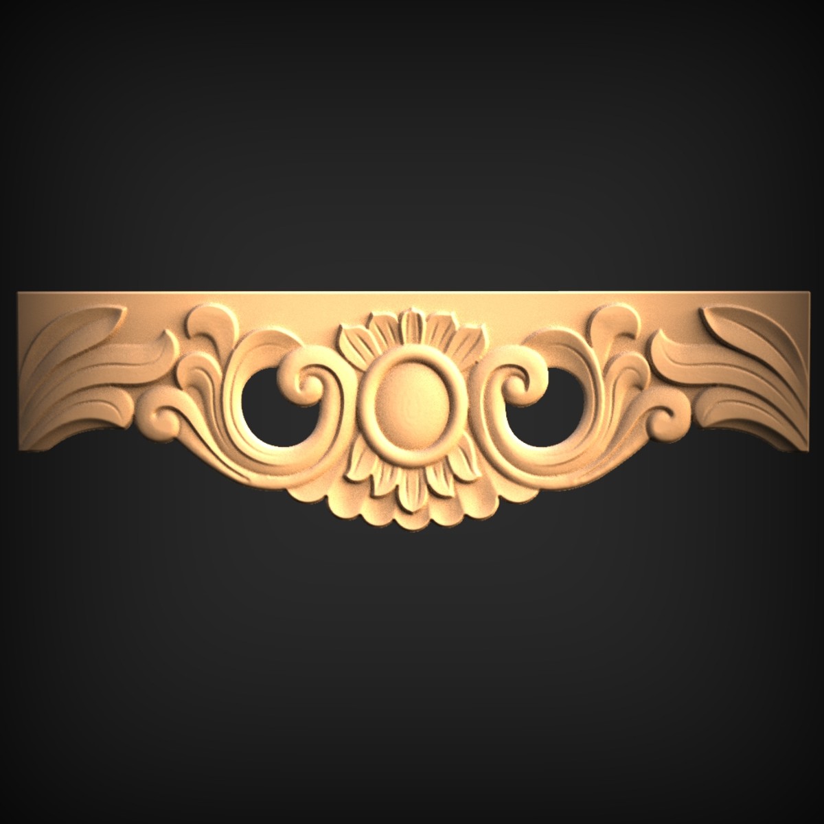 Scrolled Rosette Pediment Onlay