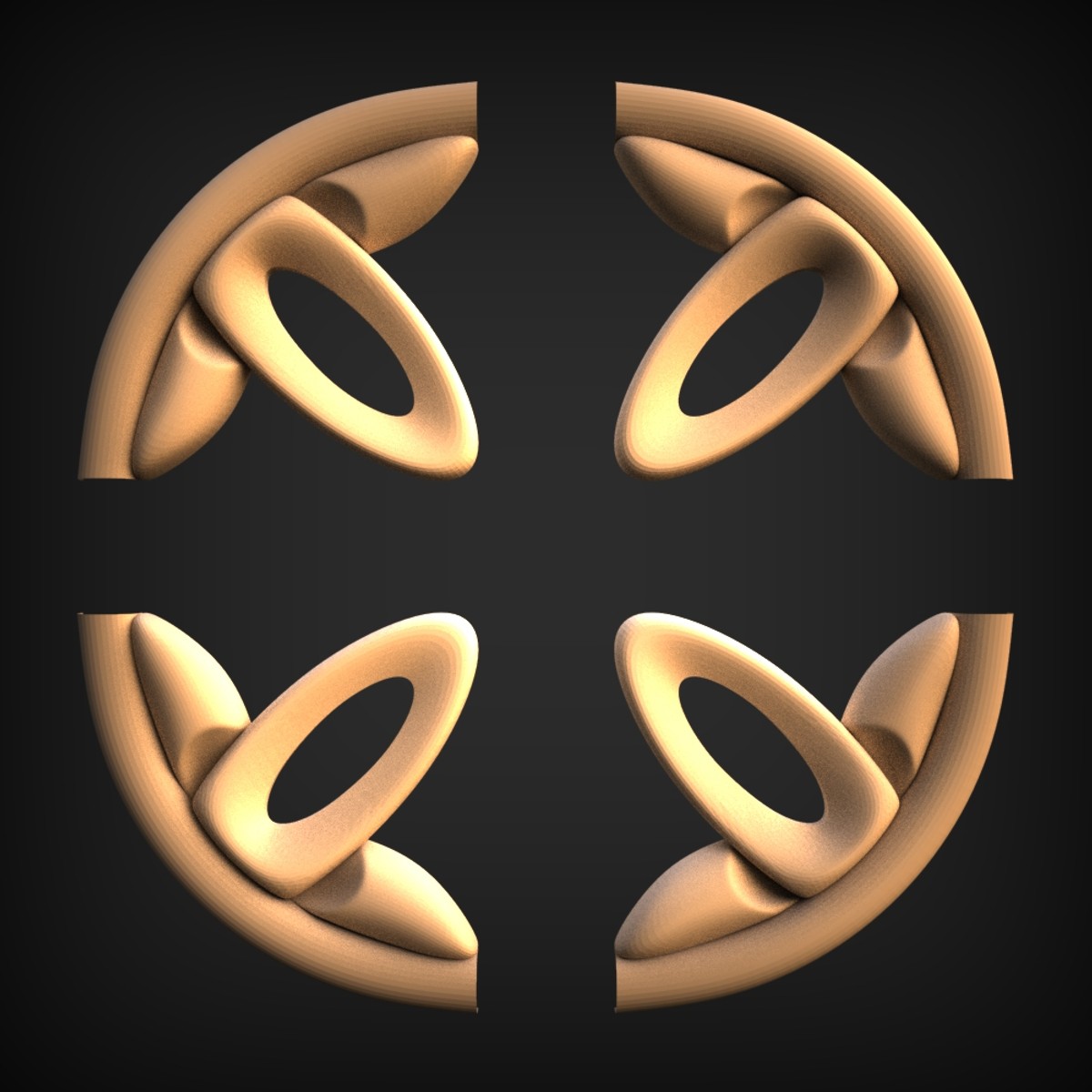 Four-Piece Scroll Roundel Onlays