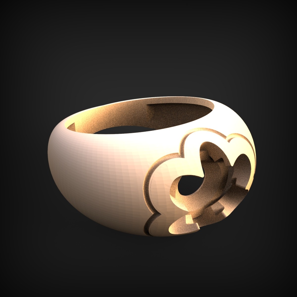 Pierced Trefoil Dome Ring