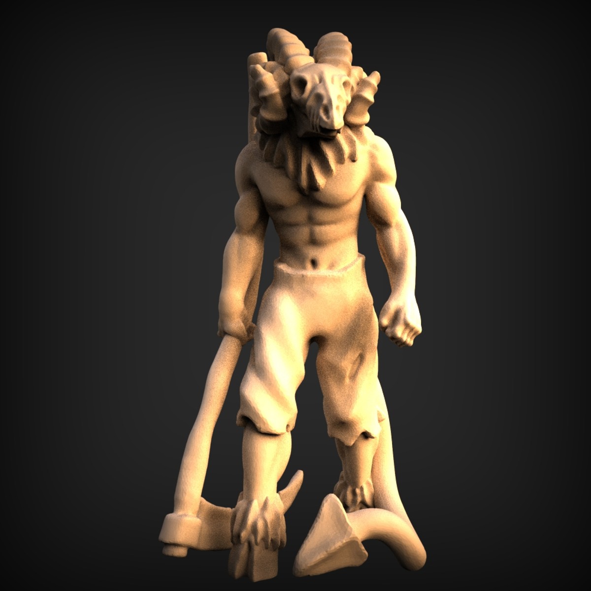 Horned Skull Demon With Axe