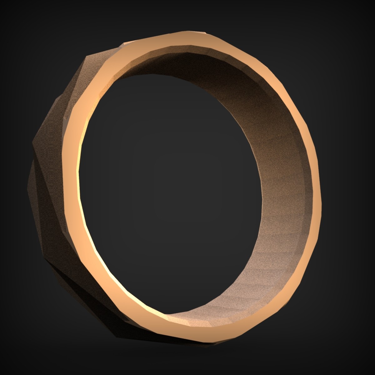 Faceted Low-Poly Band Ring