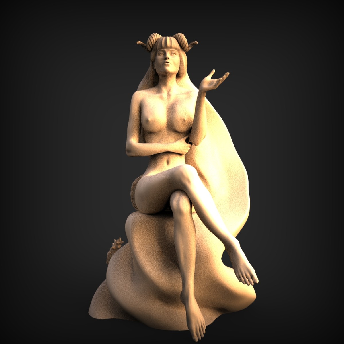 Seated Horned Nude Figure Study