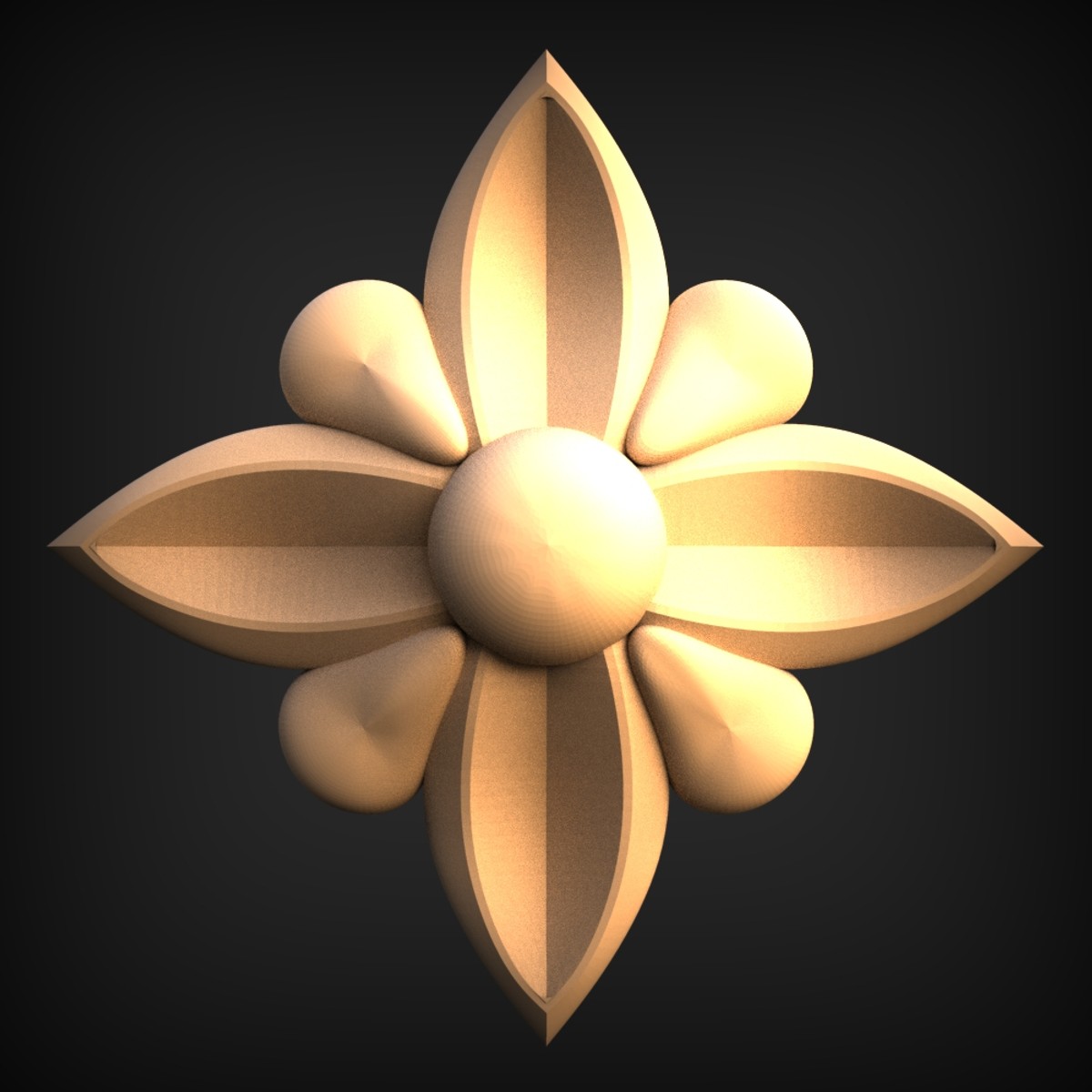 Domed Four-Petal Rosette Onlay