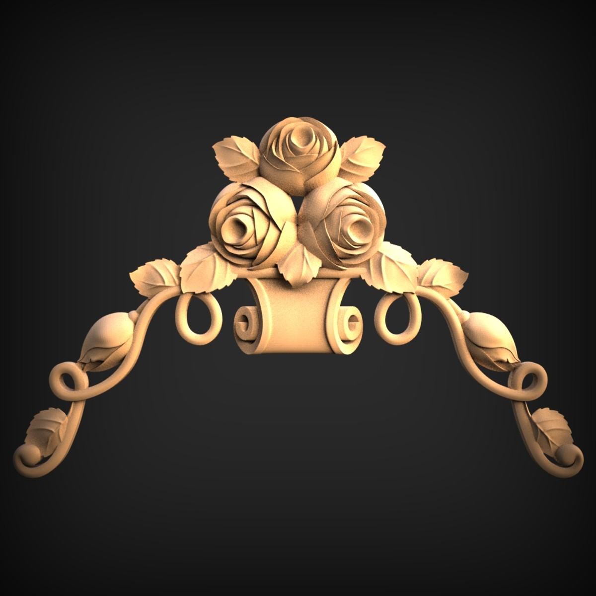 Rose Basket Furniture Crest Onlay