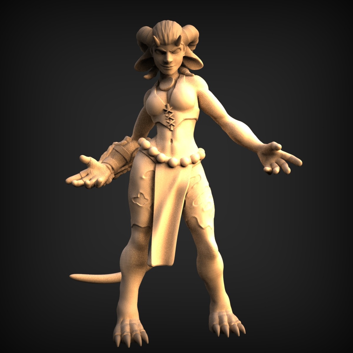Horned Tiefling Sorceress Miniature