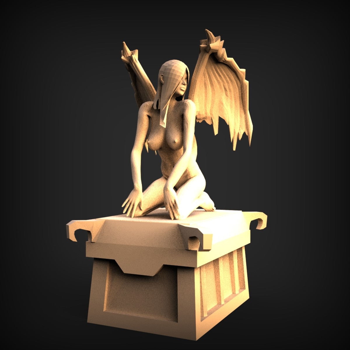 Kneeling Winged Succubus Statue
