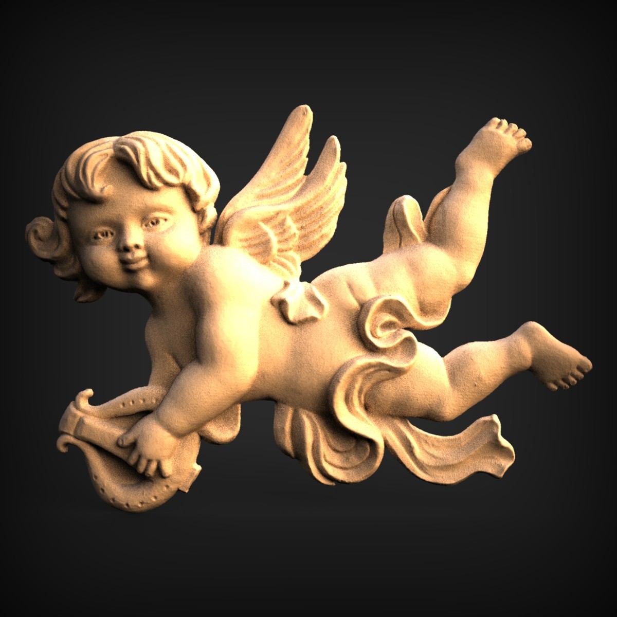 Flying Winged Cherub Relief