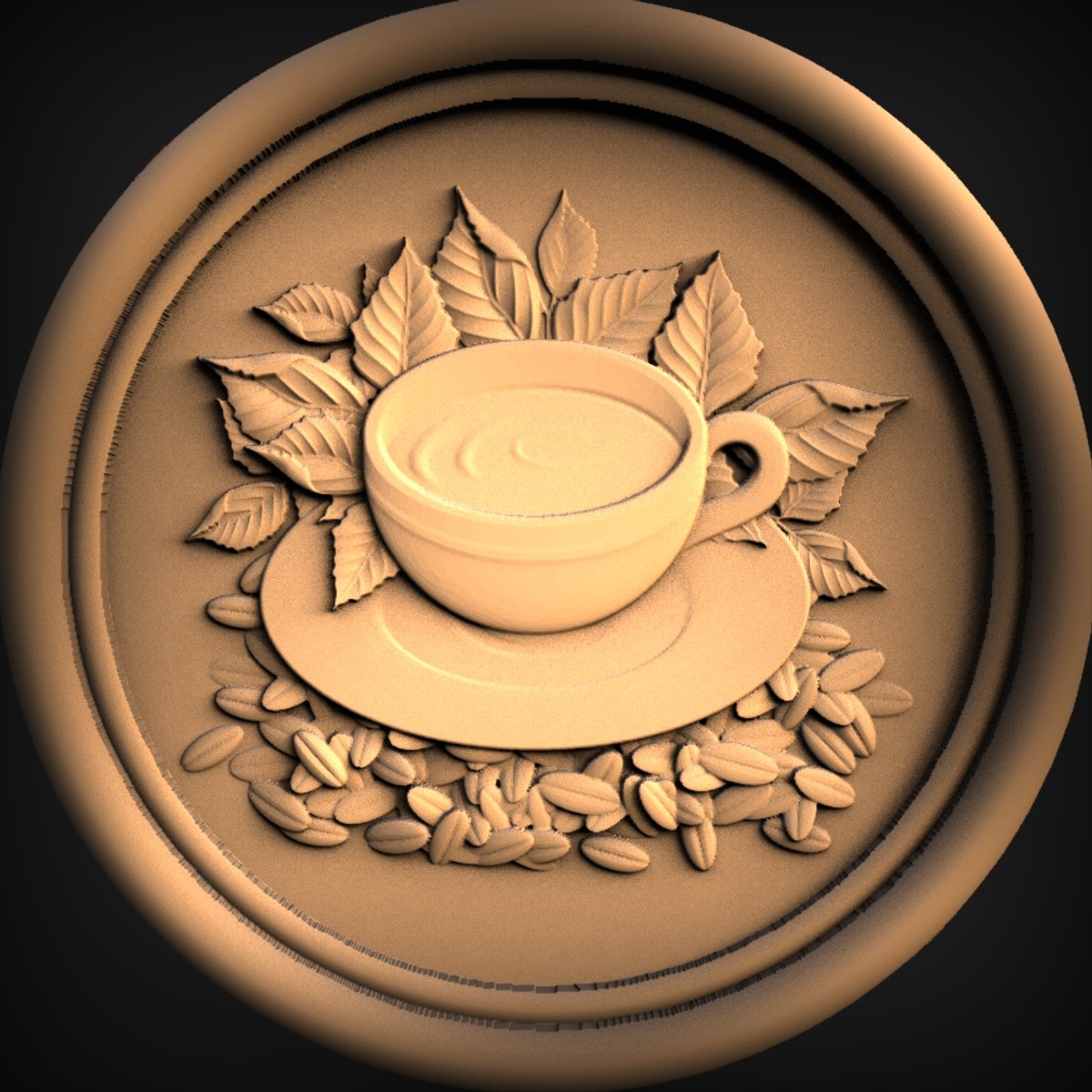 Coffee Cup and Beans Medallion