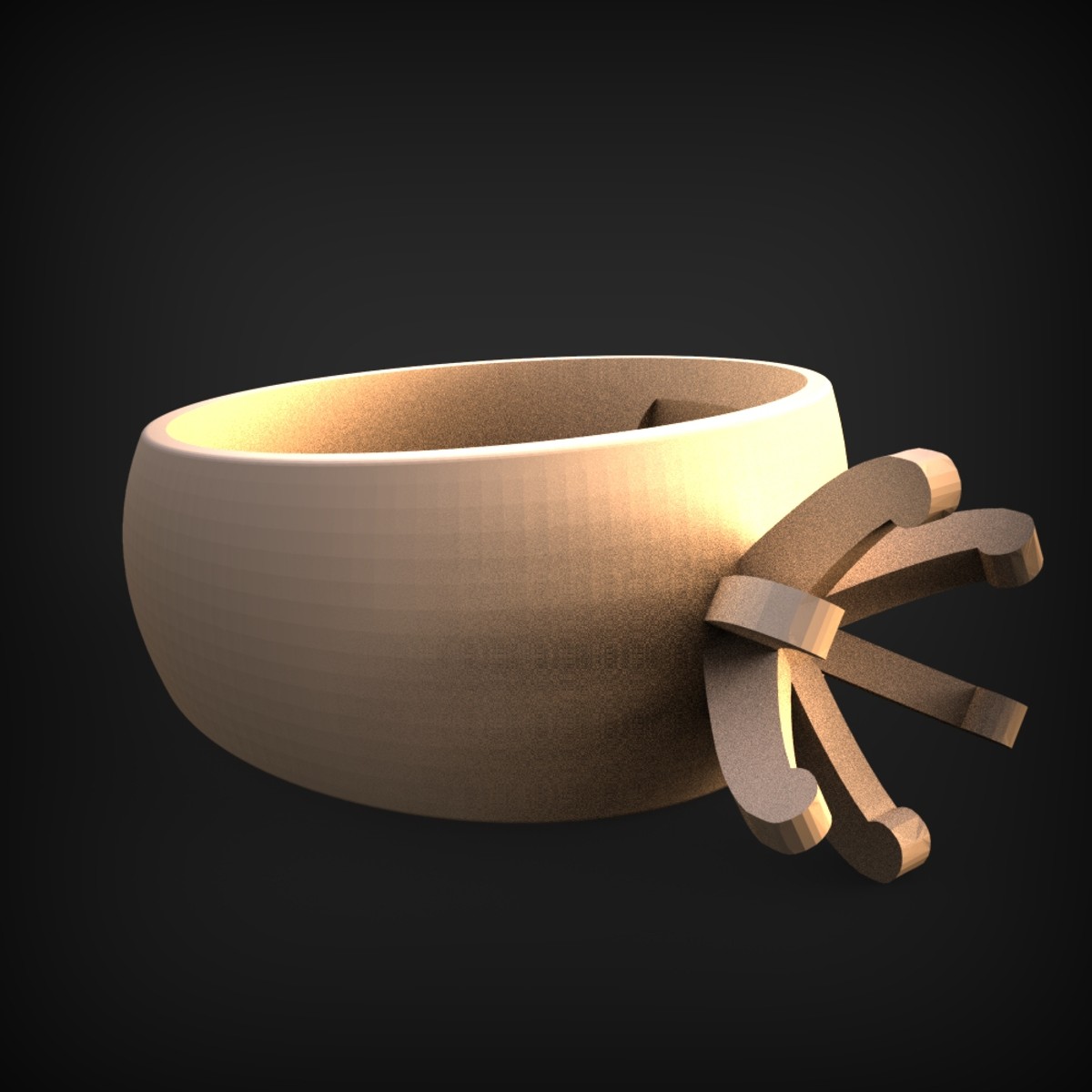 Rounded Bowl With Sunburst Bracket