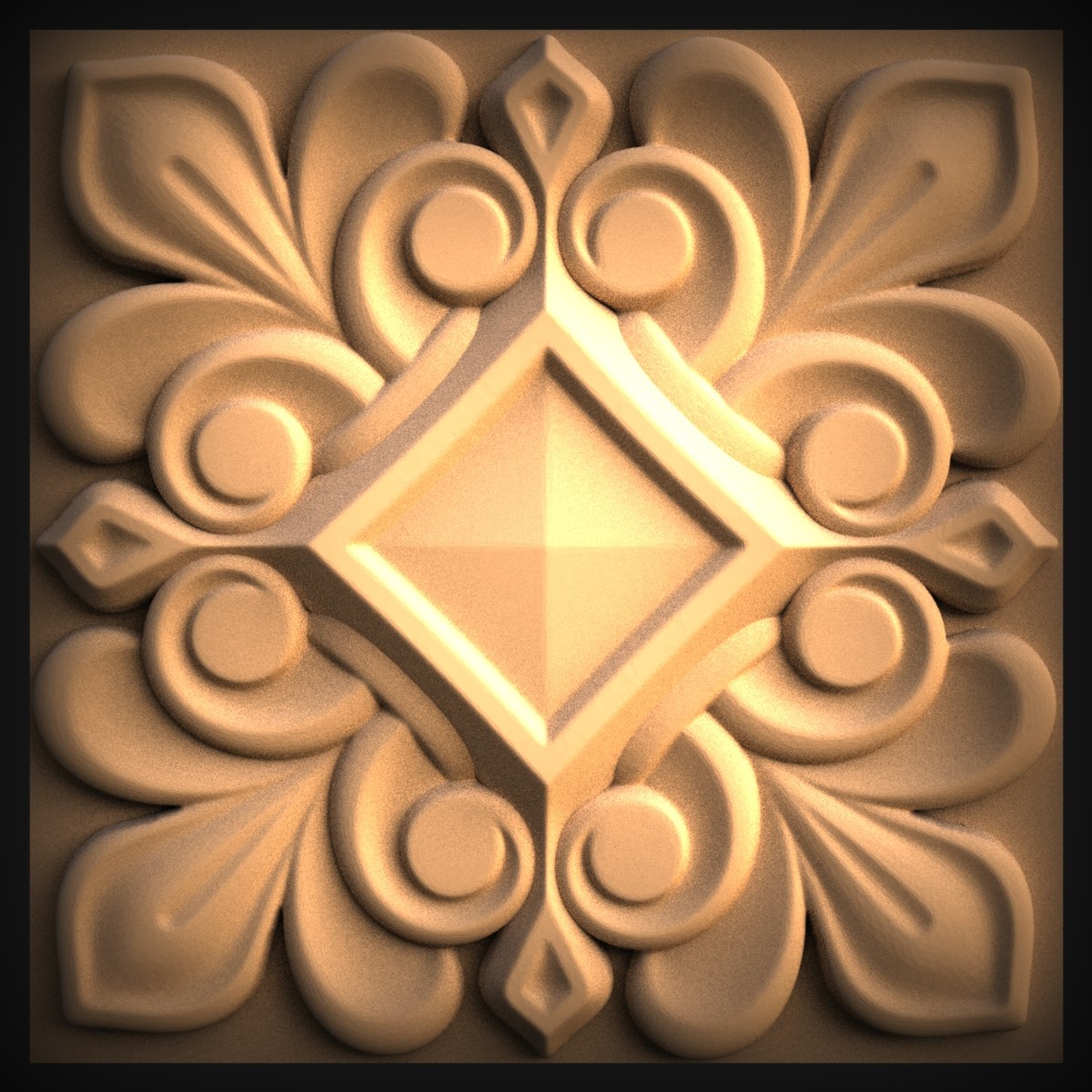 Diamond-Centre Palmette Rosette Tile