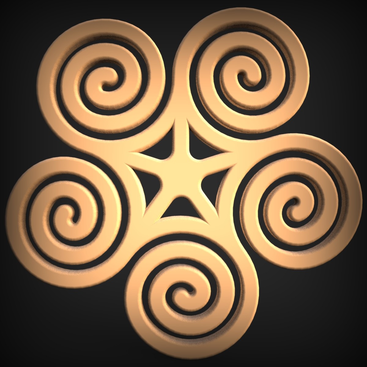 Five-Spiral Star Rosette Medallion