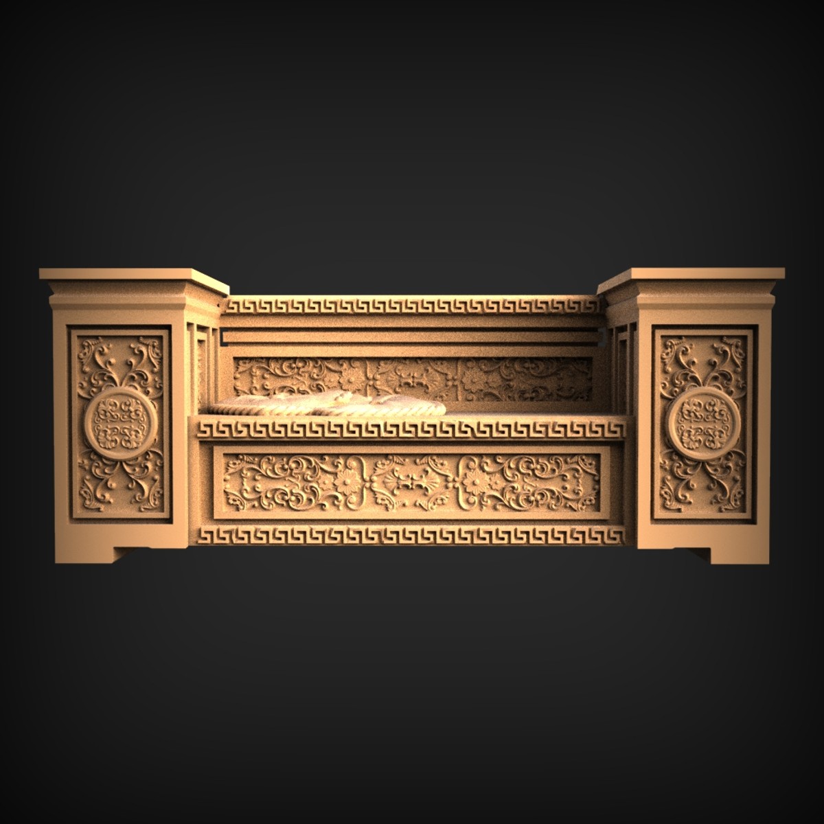 Greek Key Floral Bed Panel