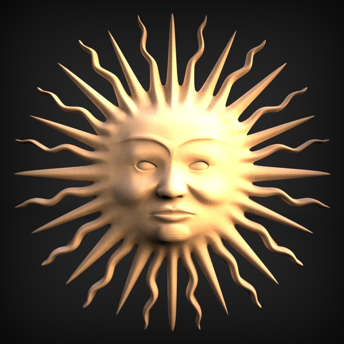 Radiant Sun Face Wall Relief