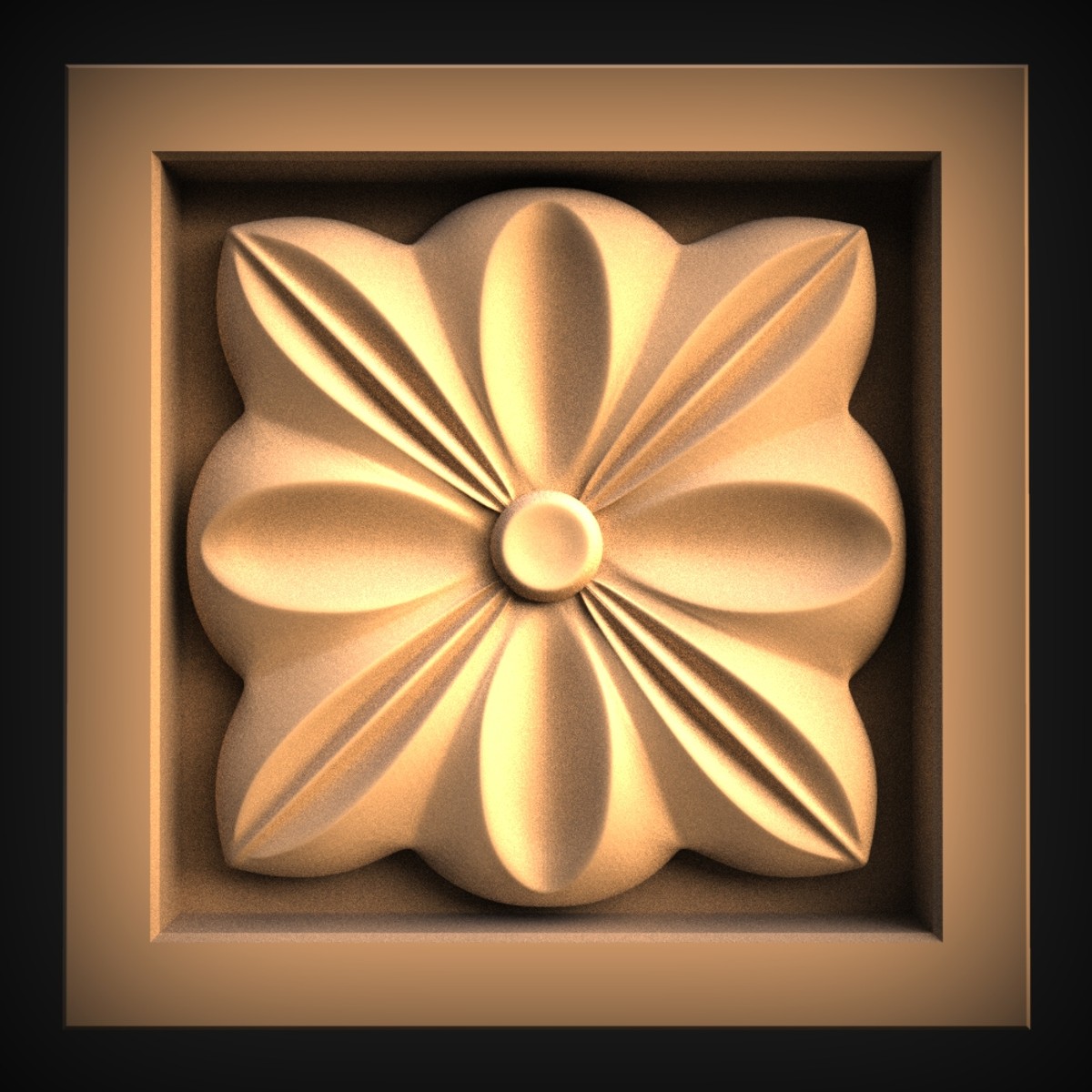 Square Petal Rosette Trim Block
