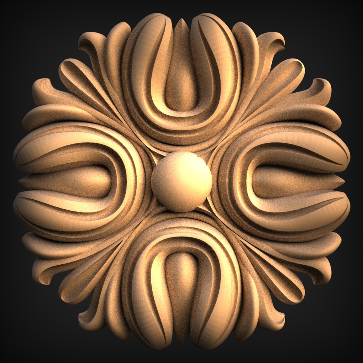 Four-Petal Baroque Rosette Onlay