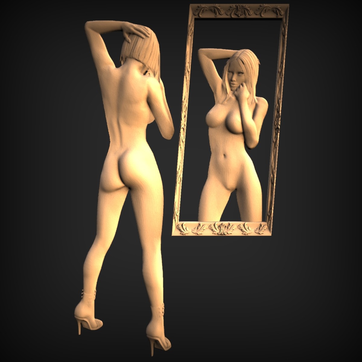 Standing Nude Figure With Mirror