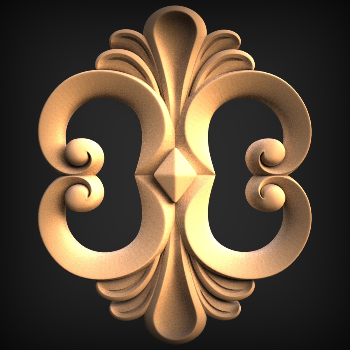 Scrolled Palmette Cartouche Onlay
