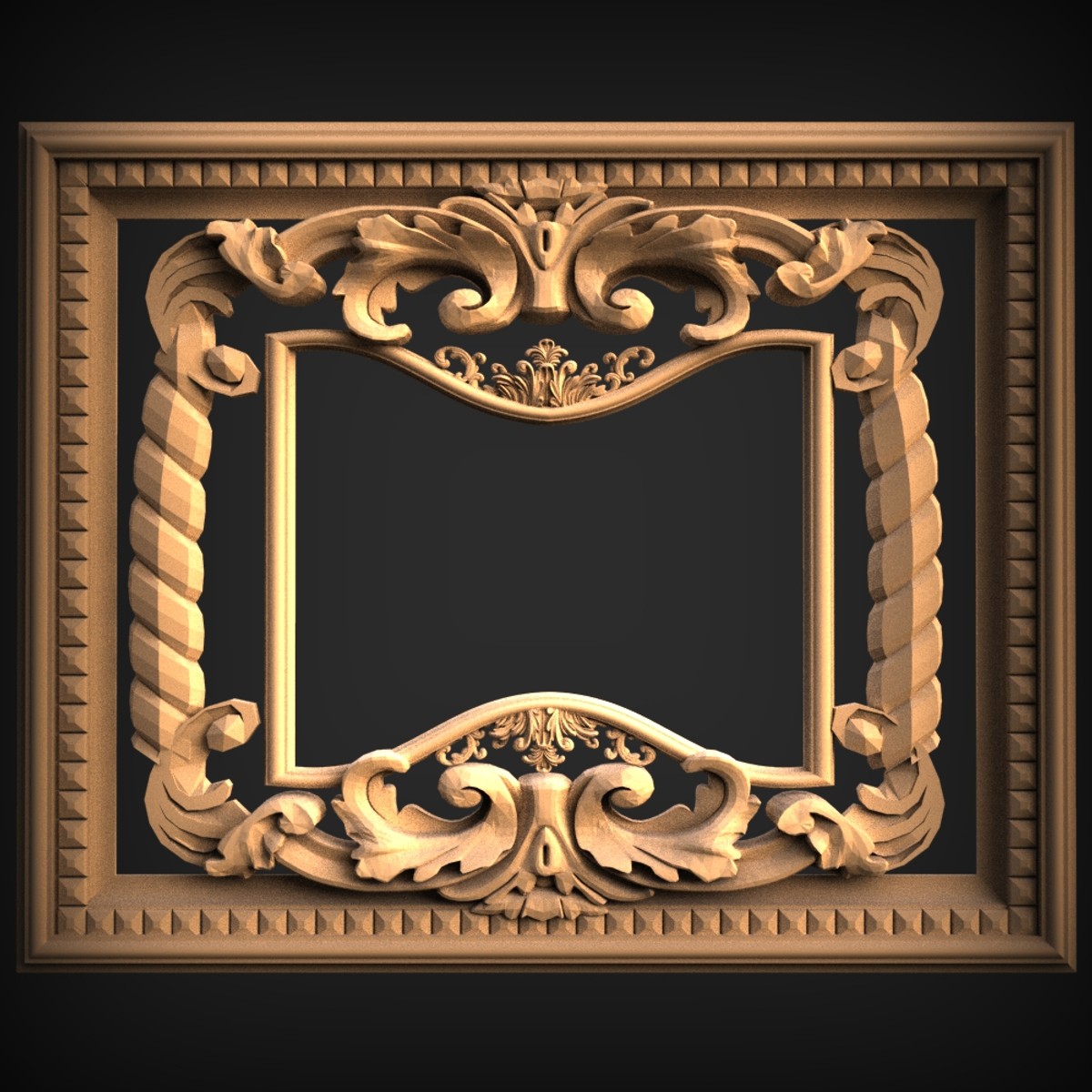 Baroque Rope-Column Frame Relief