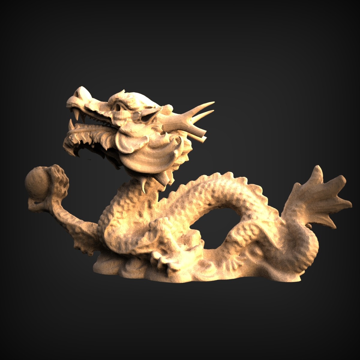 Oriental Dragon Clutching Pearl Relief