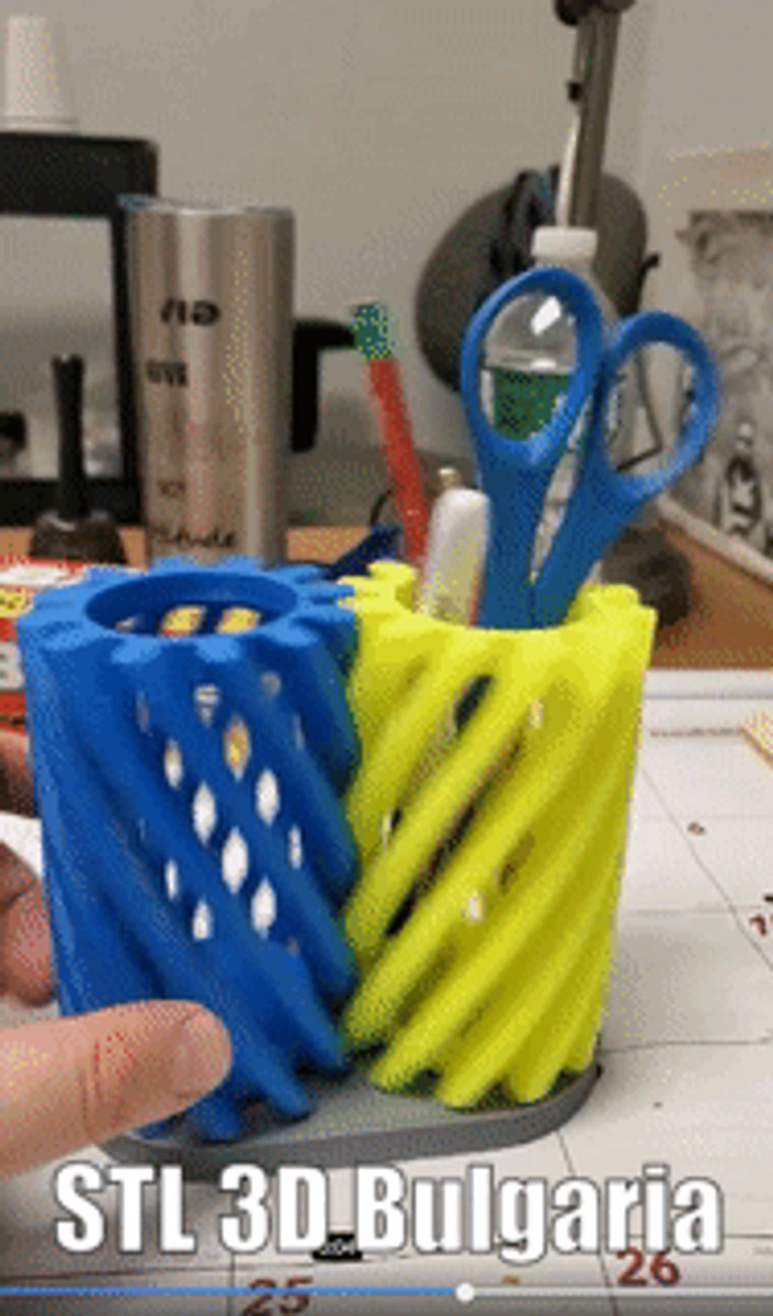 Helical Gear Pencil Holder