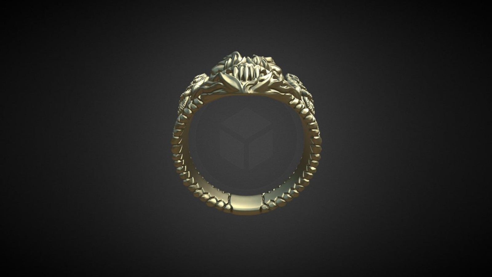 Winged Fire Skull Ring