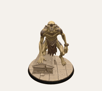 Catacomb Ghoul on a Broken Tomb Lid - Tabletop Miniature